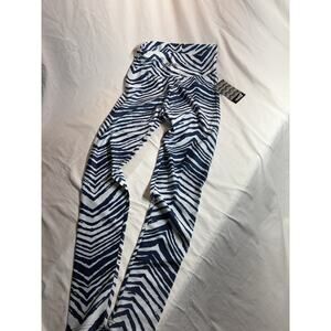 NEW Zubaz Women's Standard Zebra Leggings NAVY BLUE/WHITE Sz LARGE M yoga pant